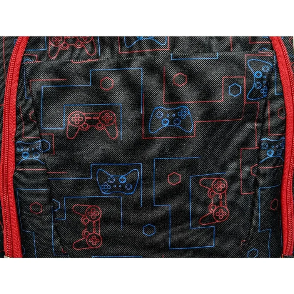 Olivet Gaming School Bag Black & Red Game Controllers Kids Travel Backpack